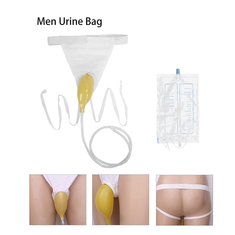 woobles Male Urinal Pee Holder, Reusable Portable Urine Bag Collector 1000ml Men Urinal Male Urination Device Funnel Urine Bag with Spill Proof Collection Bag - Image 4